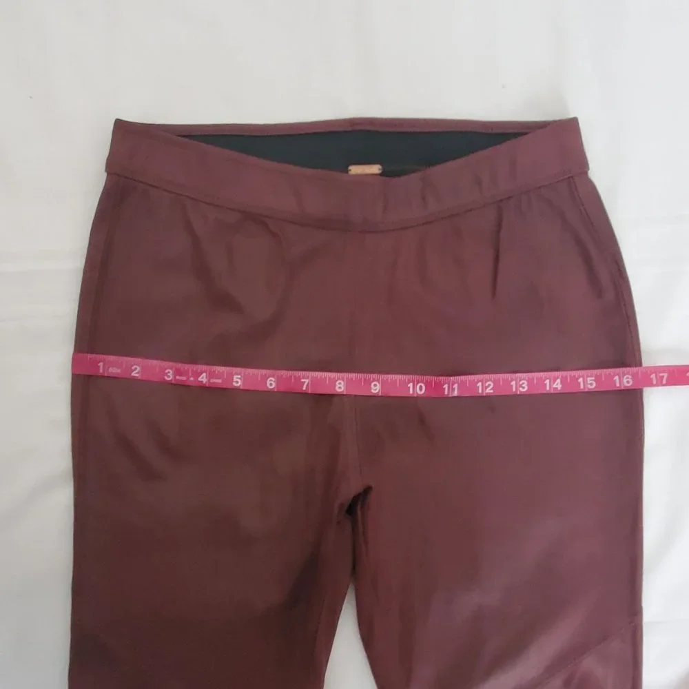 Free People Faux Suede Leather Pull-On Skinny Pants, Burgundy Women's Size 26 - Picture 13 of 15